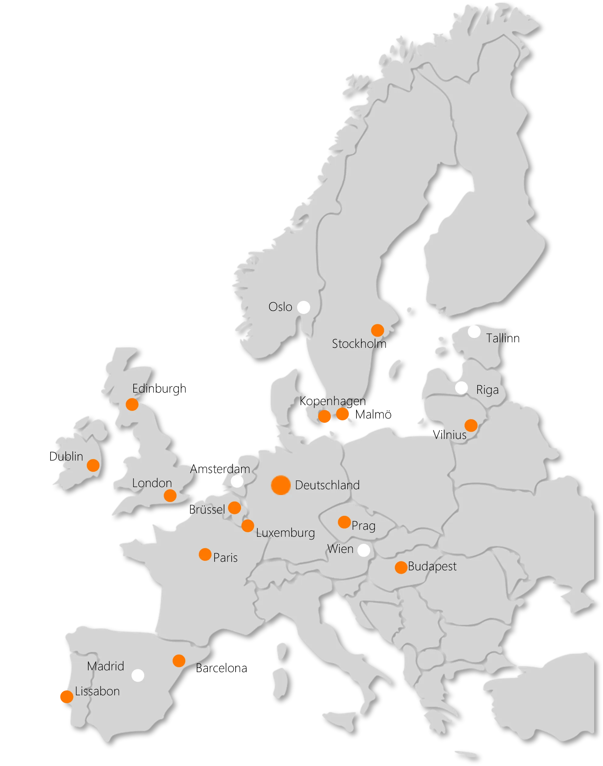 Europakarte mit den Investitionsstandorten von REInvest